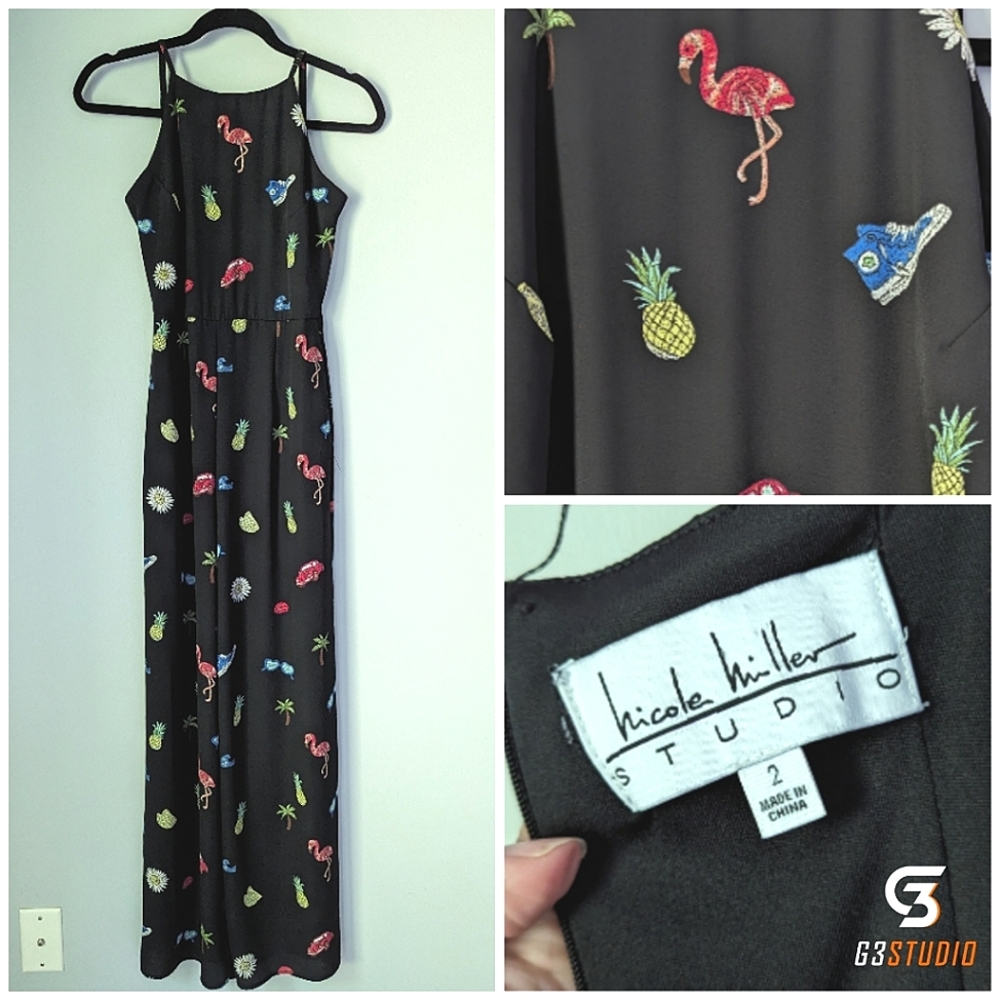 Nicole Miller Black Novelty Jumpsuit